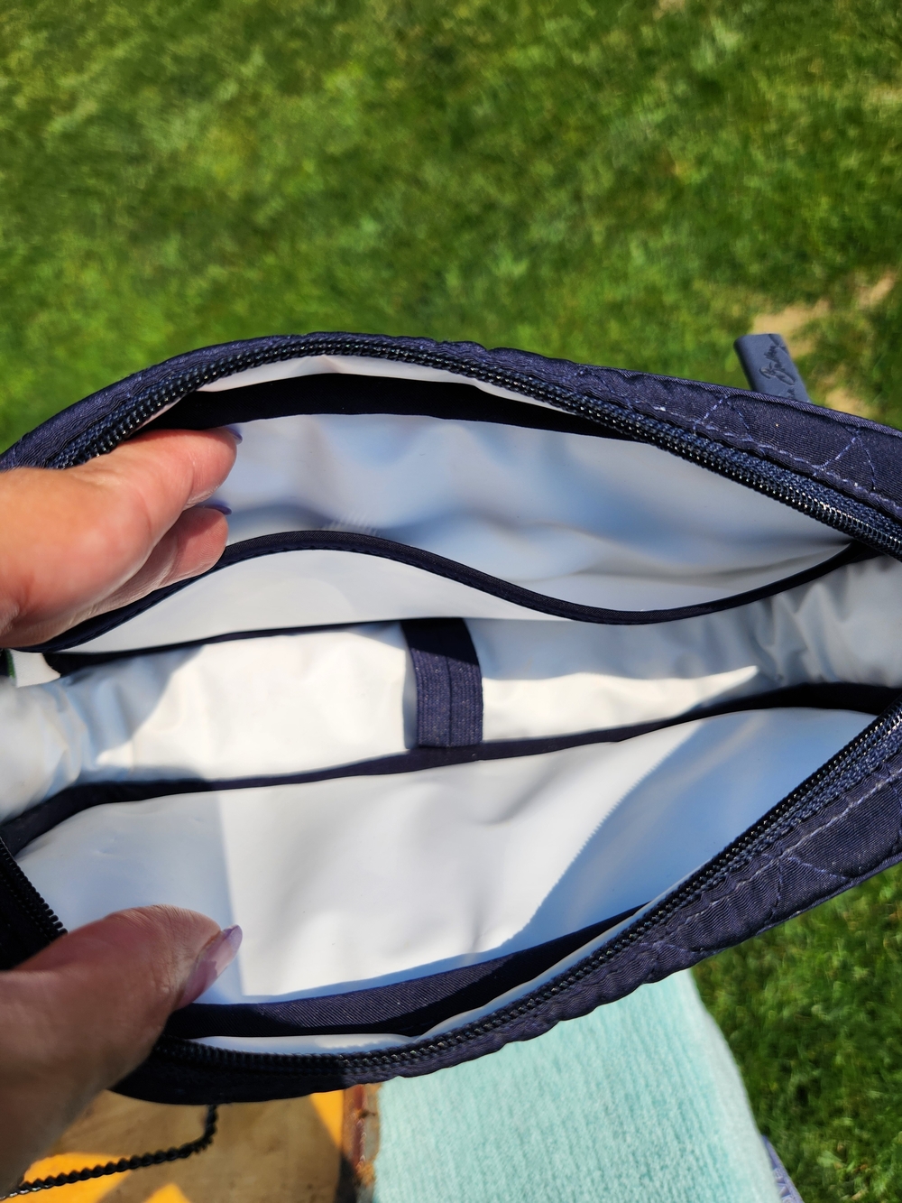 Vera Bradley Quilted Dark Navy Cosmetic Pouch - Picture 3 of 6